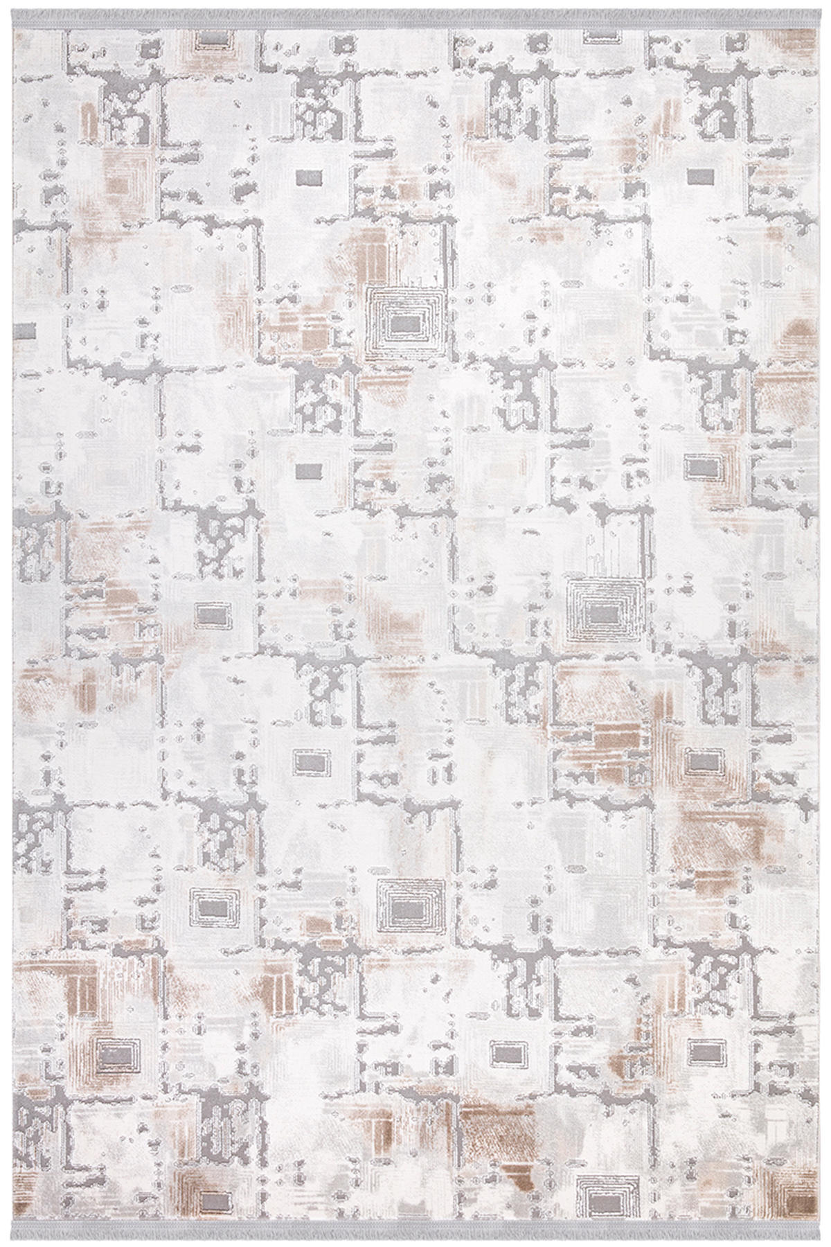 İpek Home Vales 7810A Krem 6 mm Polyester Toz Tutmaz Yıkanabilir İnce Kaymaz Pamuk Taban Dikdörtgen Makine Dokuma Antre-Çocuk Odası-Salon-Yatak Odası Halısı 100x300 cm