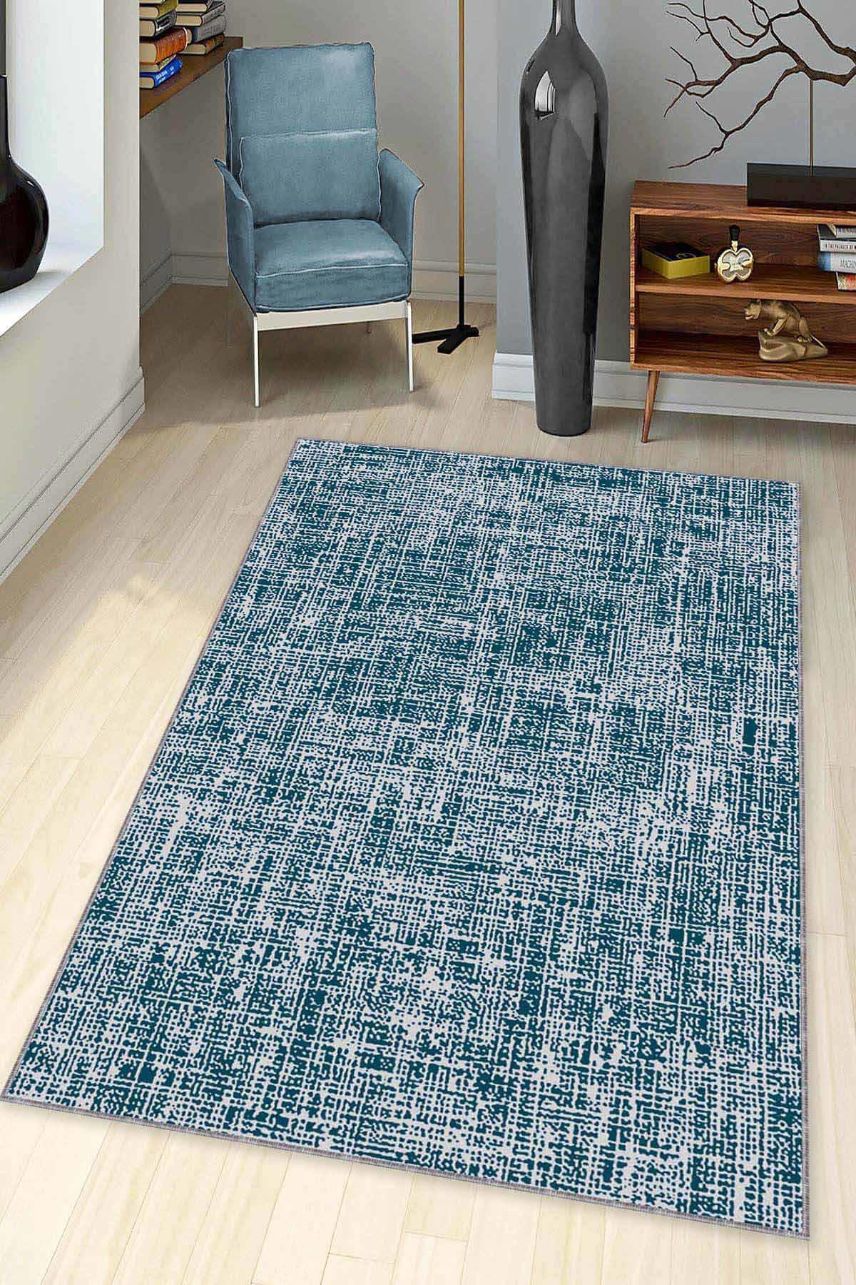 Viva Home HR009 Çok Renkli 7 mm Mikropolyester Leke Tutmaz-Yalıtıma Yardımcı Yıkanabilir İnce Kaymaz Taban Dikdörtgen Makine Dokuma Salon Halısı 100x700 cm