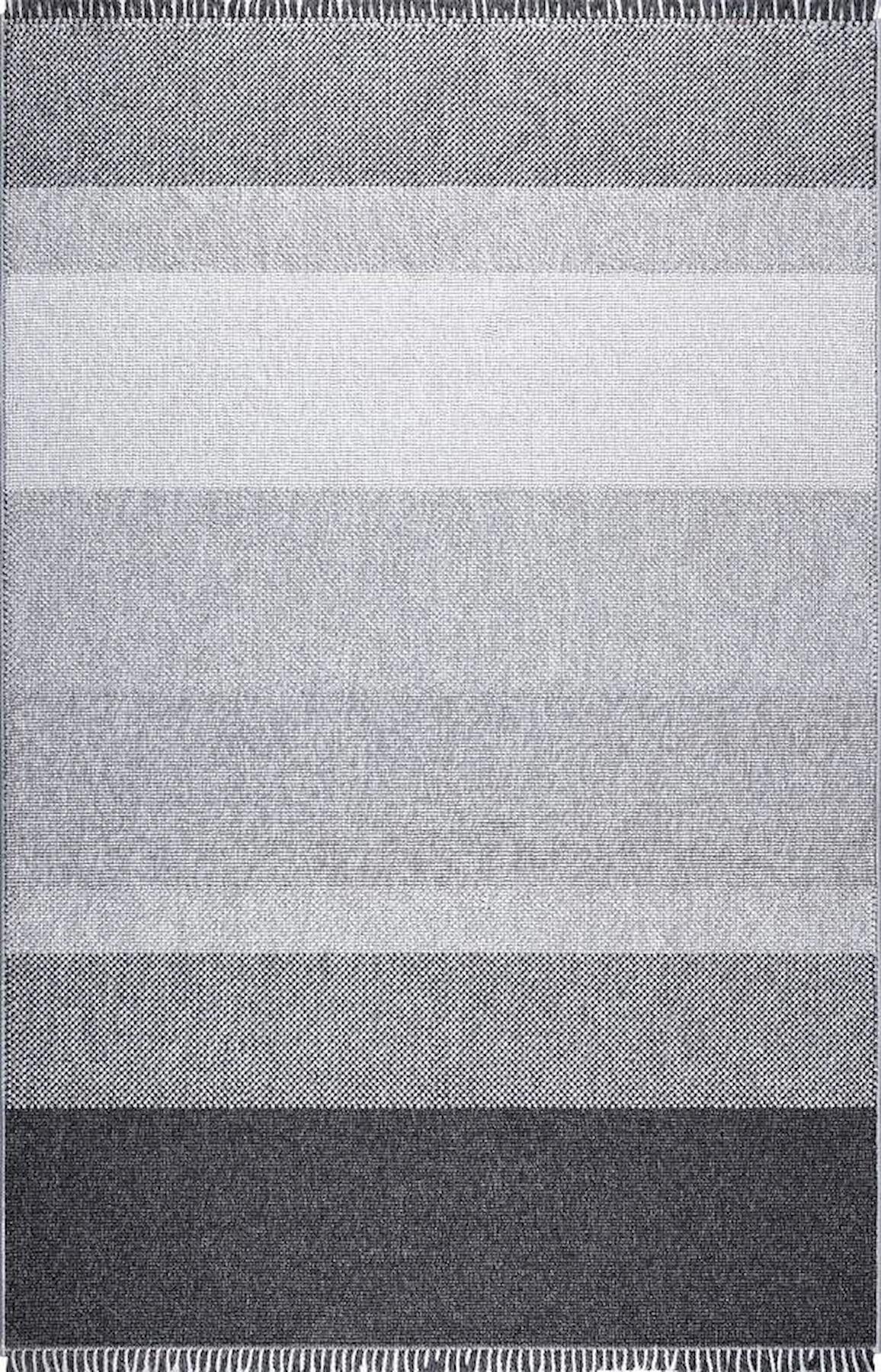 Sanat Halı Lora Plus 3746 Gri 7 mm Polyester Antibakteriyel Yıkanabilir Kalın Kaymaz Lateks Taban Dikdörtgen Makine Dokuma Salon Halısı 150x200 cm