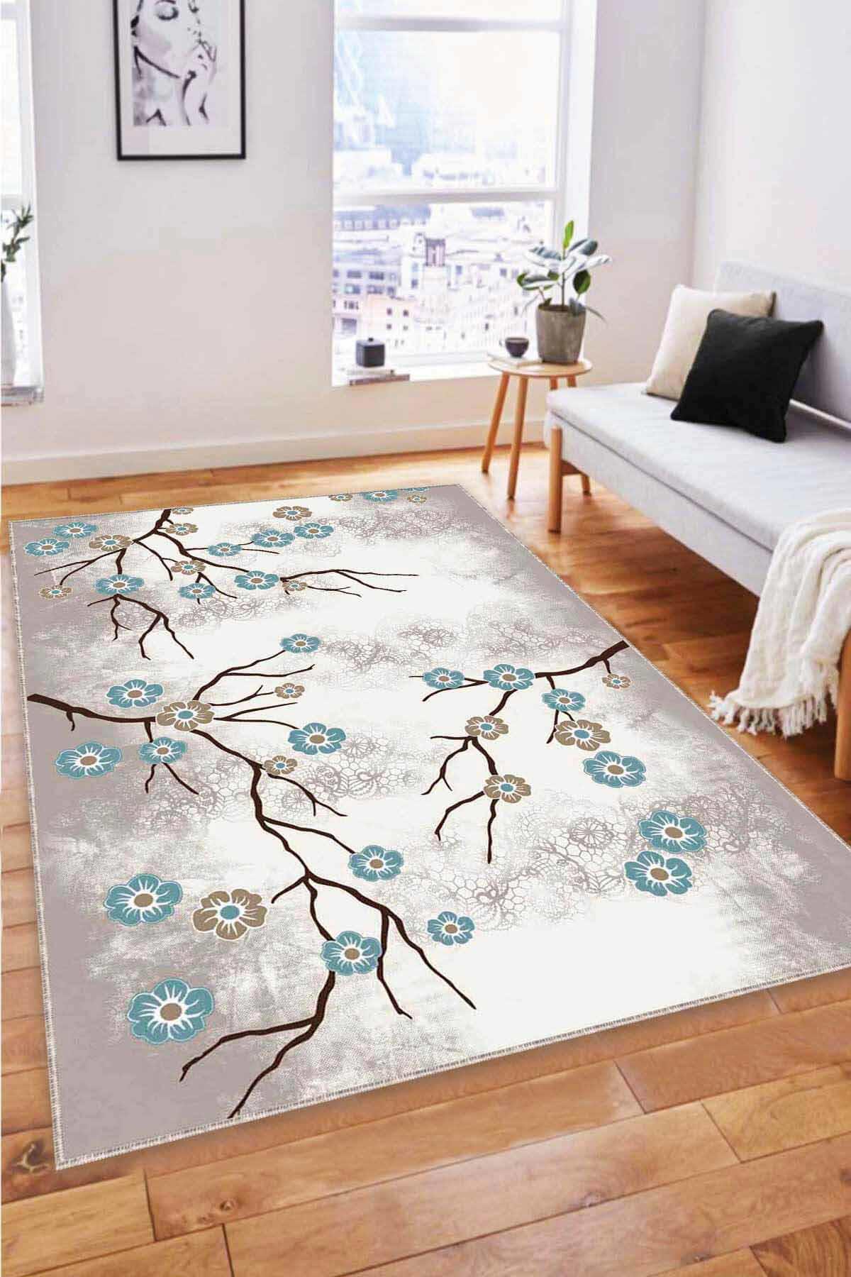 Viva Home FW002 Çok Renkli 7 mm Mikropolyester Koku Yapmaz-Leke Tutmaz-Toz Tutmaz Yıkanabilir İnce Kaymaz Dot Taban Dikdörtgen Makine Dokuma Antre-Oturma Odası-Salon-Yatak Odası Halısı 120x200 cm