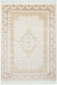 La Boutique Nilüfer NF07 Krem 7 mm Viskon Toz tutmaz Yıkanabilir İnce Kaymaz Dikdörtgen Makine Dokuma Salon Halısı 100x200 cm