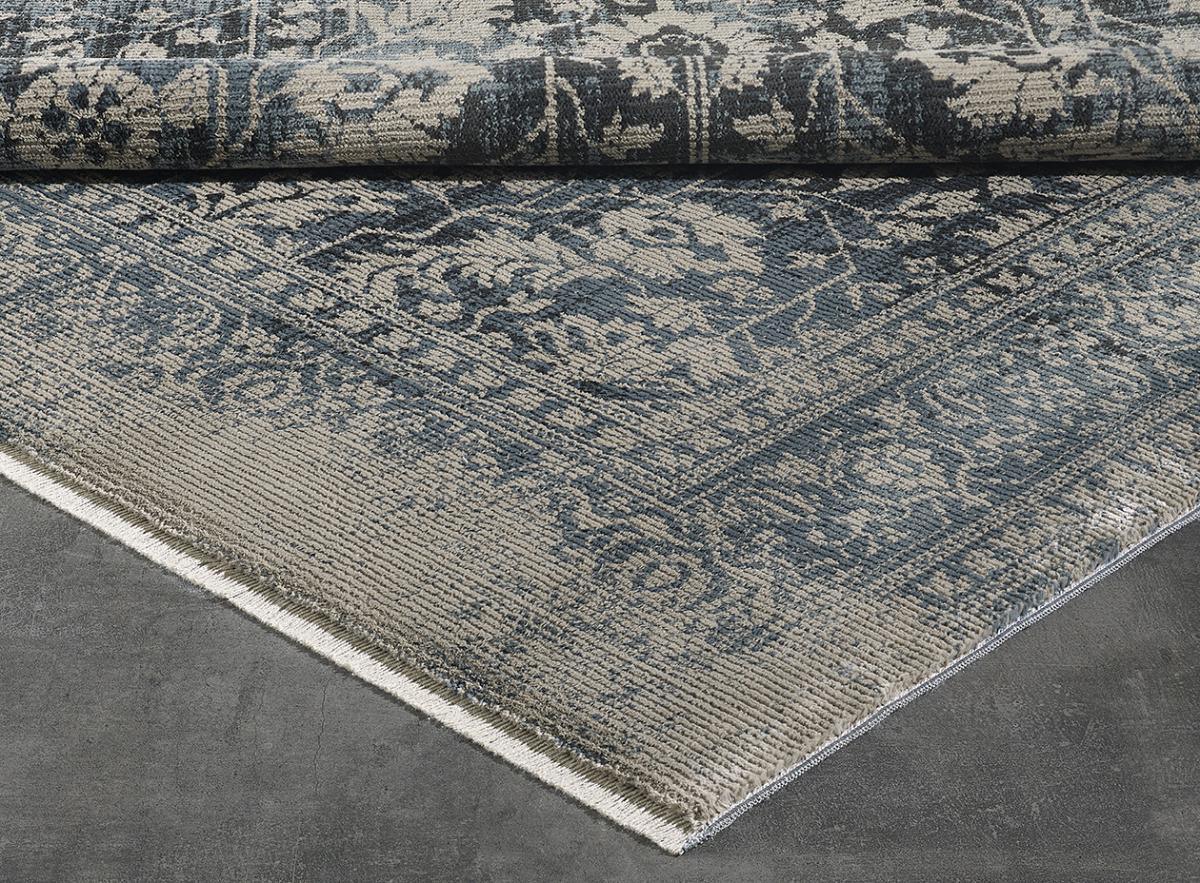 Gümüşsuyu Ecocycle 11579 Bej - Mavi 8 mm Polyester Silinebilir Yıkanabilir Orta Kaymaz Dikdörtgen Makine Dokuma Salon Halısı 80x150 cm
