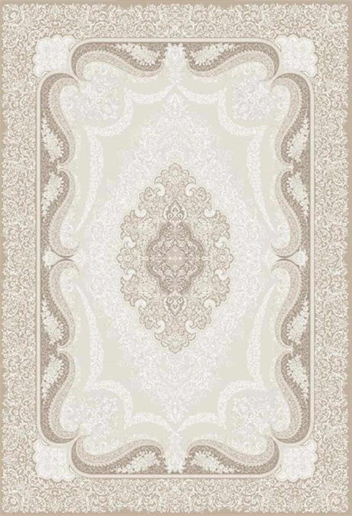 Elexsus Sumatra 3435 Krem 8 mm Viskon Silinebilir Yıkanabilir Orta Kaymaz Dikdörtgen Makine Dokuma Oturma Odası-Salon Halısı 80x200 cm