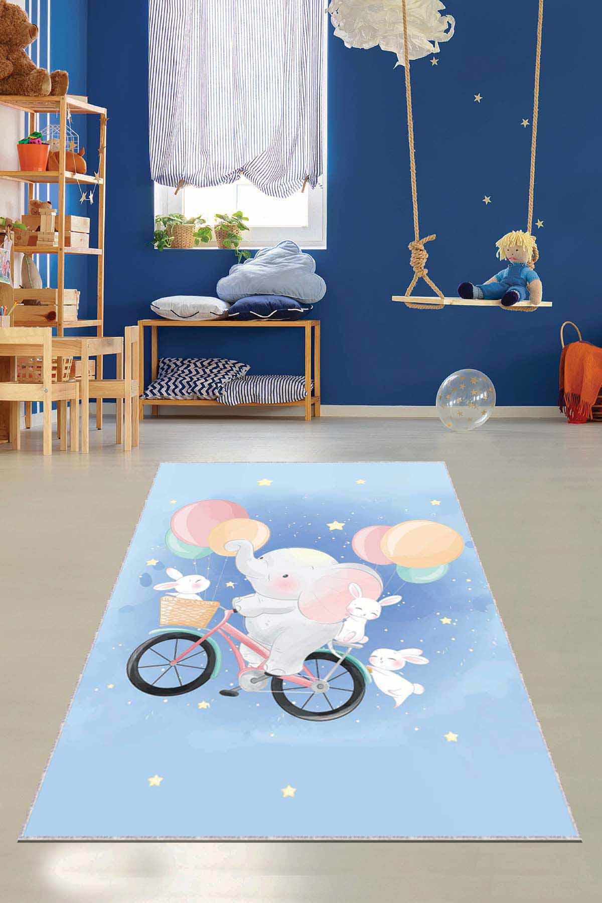 Viva Home AR087 Çok Renkli 7 mm Mikropolyester Silinebilir Yıkanabilir Orta Kaymaz Dot Taban Figürlü Dikdörtgen Makine Dokuma Salon Halısı 80x500 cm