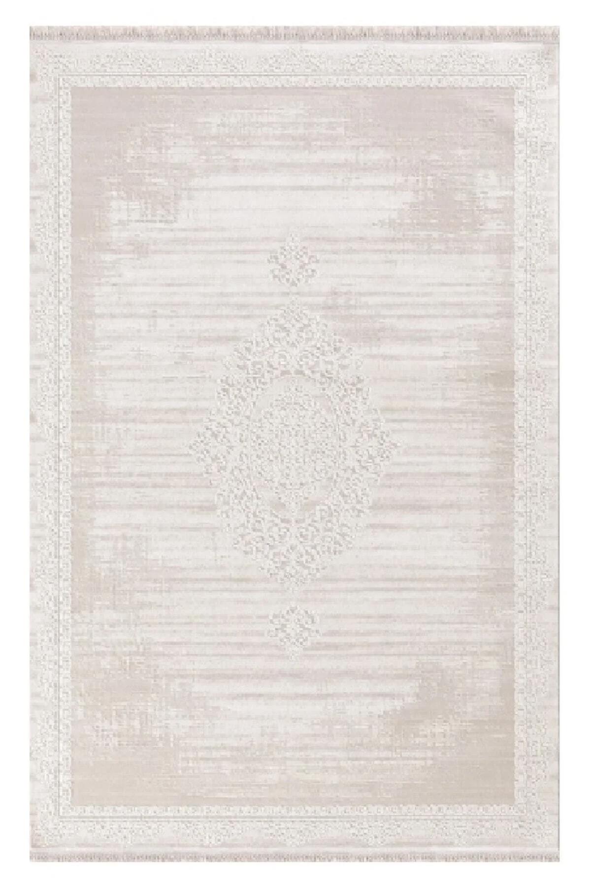 Merinos Rodin 19770 Bej 6-12 mm Akrilik Antibakteriyel Yıkanabilir İnce Kaymaz Dikdörtgen Makine Dokuma Salon Halısı 80x500 cm