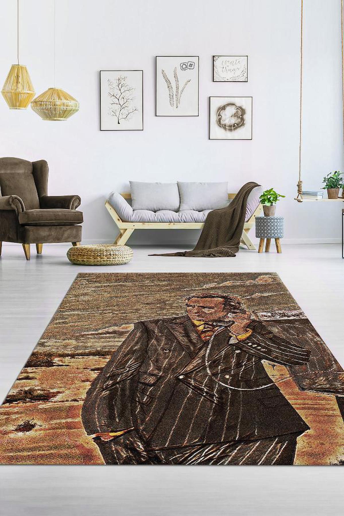 Homshtag Breaking Bad Kahverengi 4 mm Pamuk Antistatik Yıkanabilir İnce Kaymaz Dikdörtgen Makine Dokuma Salon Halısı 100x200 cm