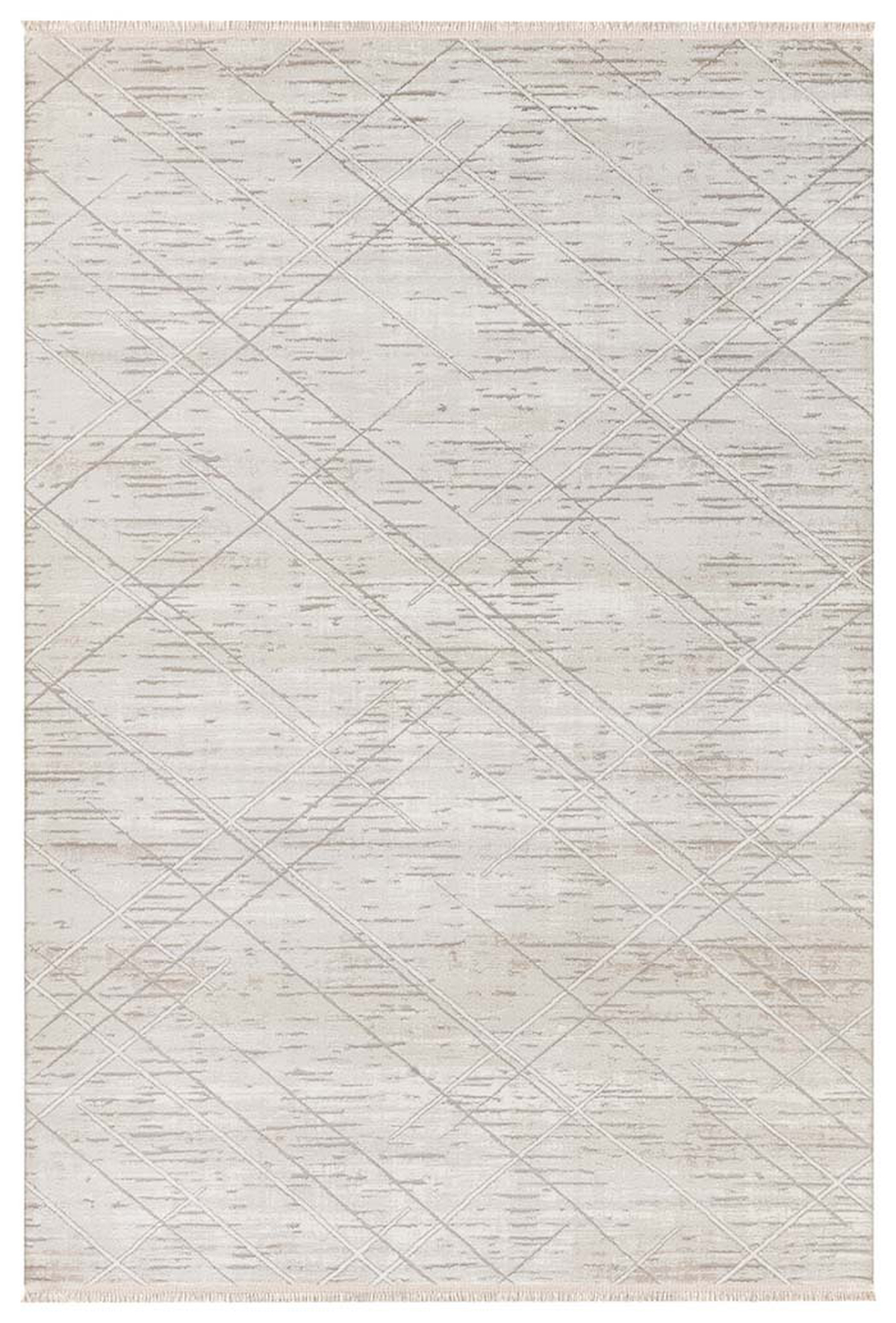İpek Mekik Halı Mirina 1502A Krem 7 mm Polyester Toz Tutmaz Yıkanabilir Orta Kaymaz Pamuk Taban Dikdörtgen Makine Dokuma Antre-Çocuk Odası-Salon-Yatak Odası Halısı 100x200 cm