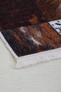 Dijidekor DR01 Kahverengi 7 mm Polipropilen Yıkanabilir Orta Kaymaz Dot Taban Dikdörtgen Makine Dokuma Salon Halısı 120x180 cm
