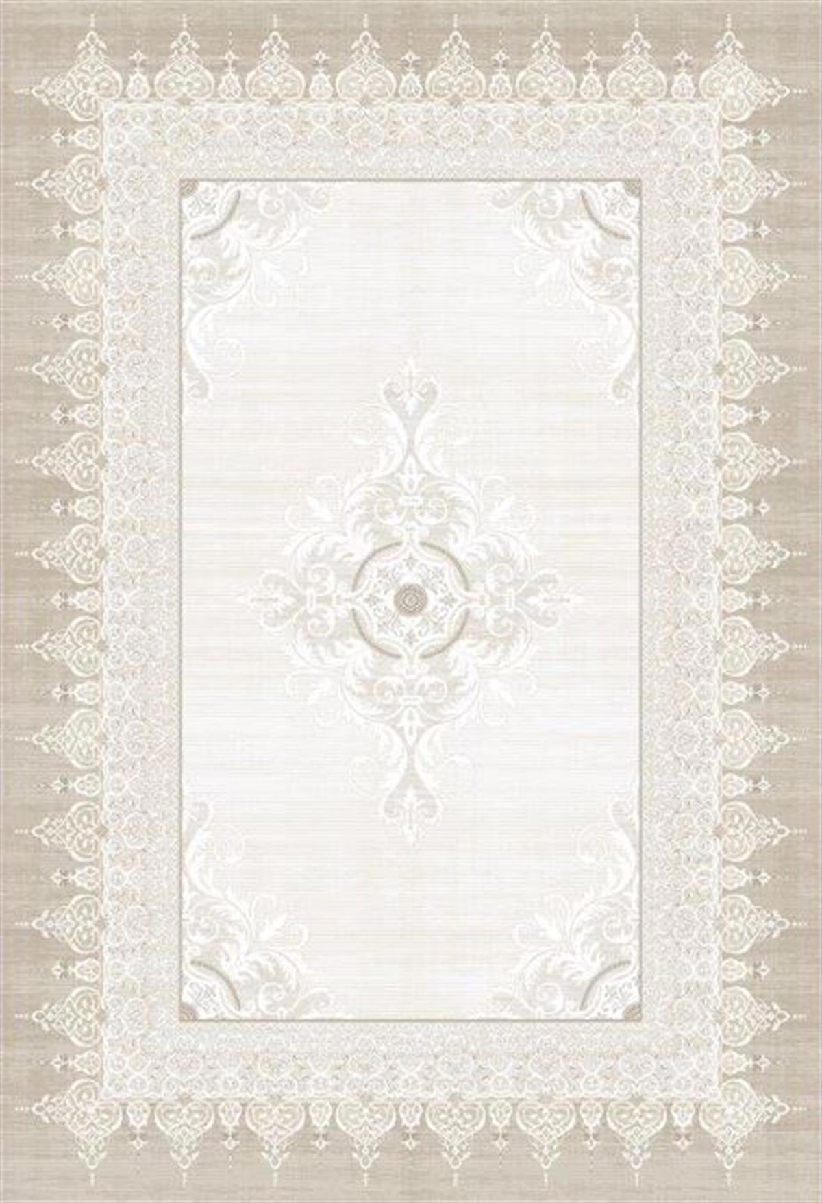 Elexsus Olimpos 1990 Krem 8 mm Viskon Silinebilir Yıkanabilir Orta Kaymaz Dikdörtgen Makine Dokuma Oturma Odası-Salon Halısı 80x300 cm