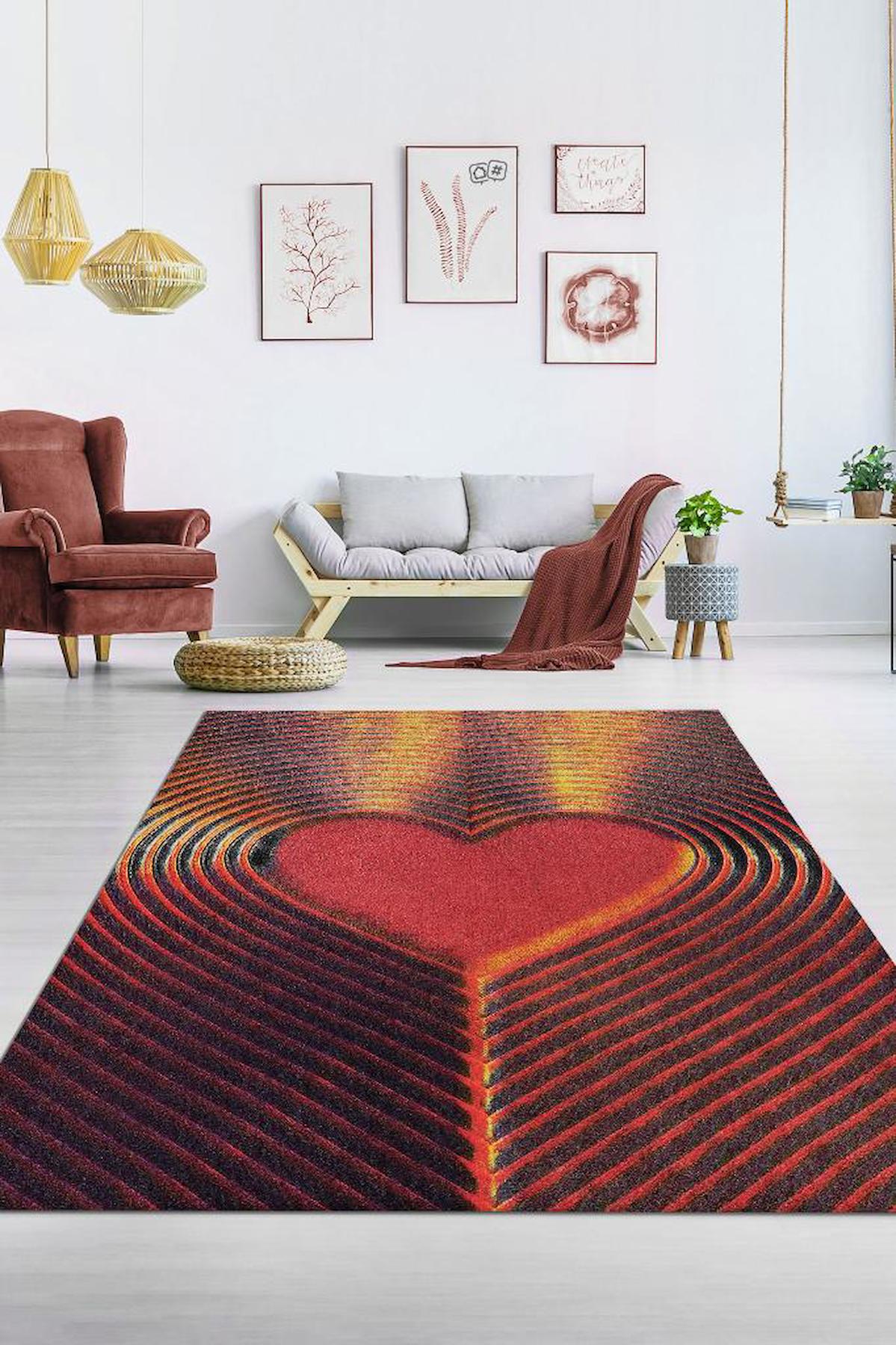 Homshtag Kalbin Ritmi Ev Krem 4 mm Pamuk Antistatik Yıkanabilir İnce Kaymaz Dikdörtgen Makine Dokuma Salon Halısı 80x200 cm