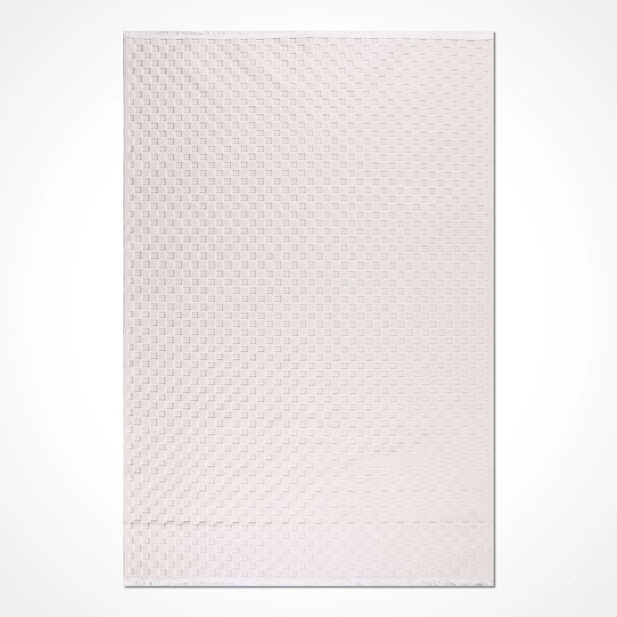 Crea Halı Havai HP04 Krem 7 mm Polyester Antibakteriyel Yıkanabilir Orta Geometrik Dikdörtgen Makine Dokuma Salon Halısı 100x350 cm