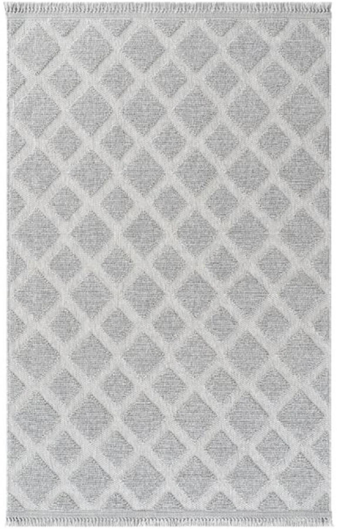 Enti Halı Togo 7505 Gri 8 mm Polyester Yıkanabilir Orta Dikdörtgen Makine Dokuma Salon Halısı 80x120 cm