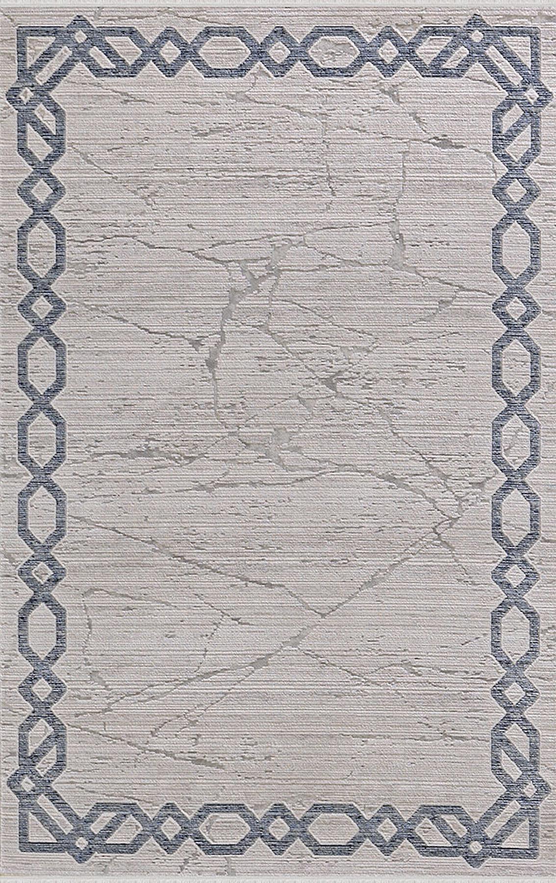 Merinos Diyez 34931 Krem-Siyah 9 mm Akrilik Yıkanabilir İnce Kaymaz Dikdörtgen Makine Dokuma Salon Halısı 180x180 cm