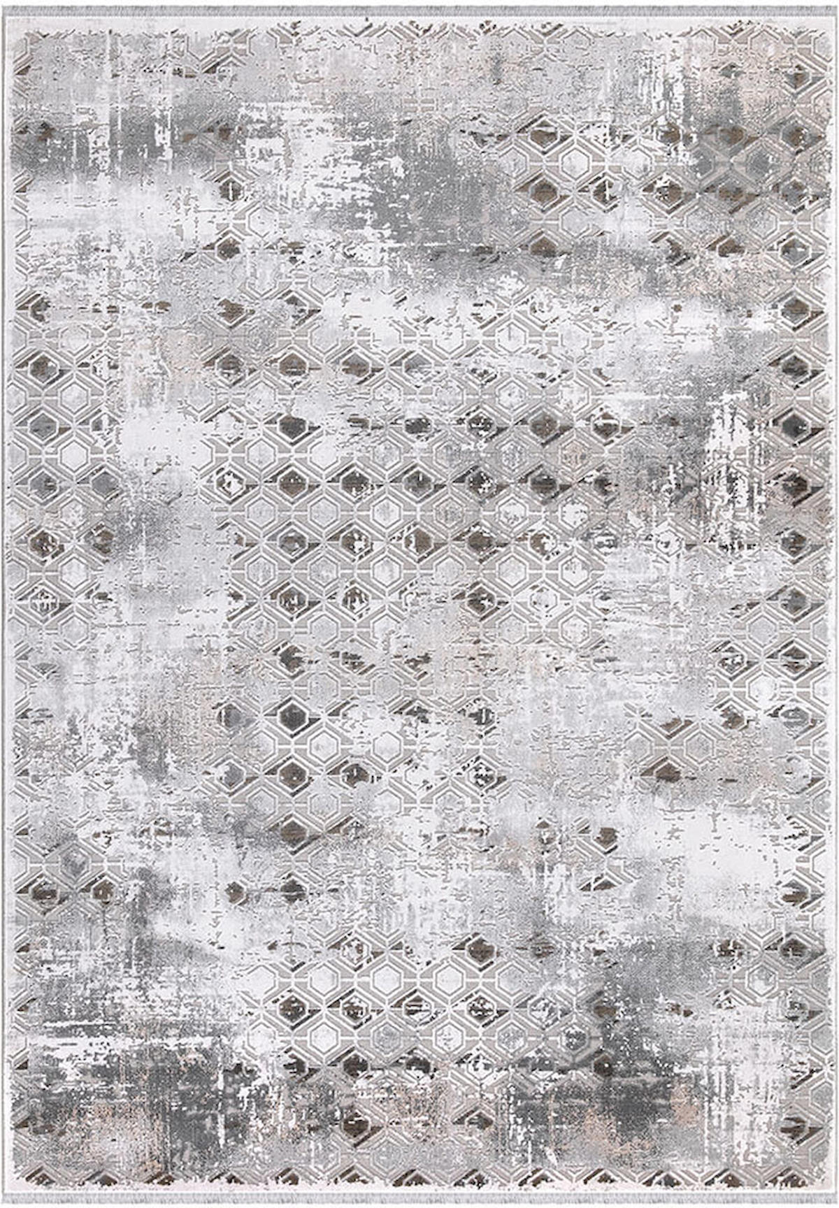 İpek Home Roxanne 17193 Gri 8 mm Akrilik Yıkanabilir İnce Kaymaz Pamuk Taban Dikdörtgen Makine Dokuma Antre-Çocuk Odası-Salon-Yatak Odası Halısı 80x150 cm