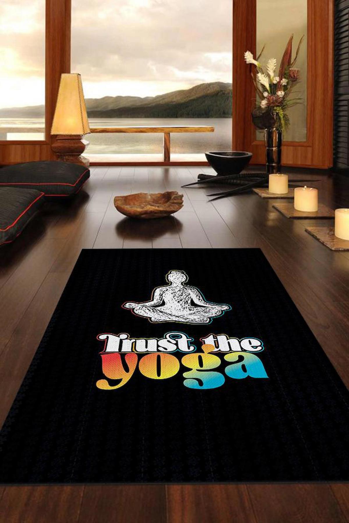 Homshtag Yogaya Güven Çok Renkli 4 mm Pamuk Antistatik Yıkanabilir İnce Kaymaz Dikdörtgen Makine Dokuma Hobi Odası Halısı 100x150 cm