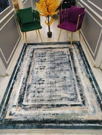 Doruklar Home Collection Çok Renkli 0.8 mm Mikropolyester Antibakteriyel Yıkanabilir İnce Kaymaz Taban Dikdörtgen Makine Dokuma Salon Halısı 100x350 cm