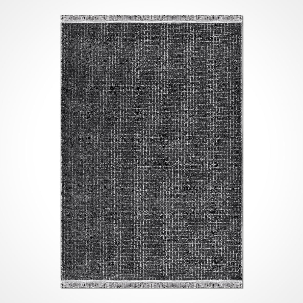 Crea Halı Leyla 9335KGR Krem 7 mm Polyester Toz Tutmaz Yıkanabilir Orta Geometrik Dikdörtgen Makine Dokuma Salon Halısı 60x140 cm