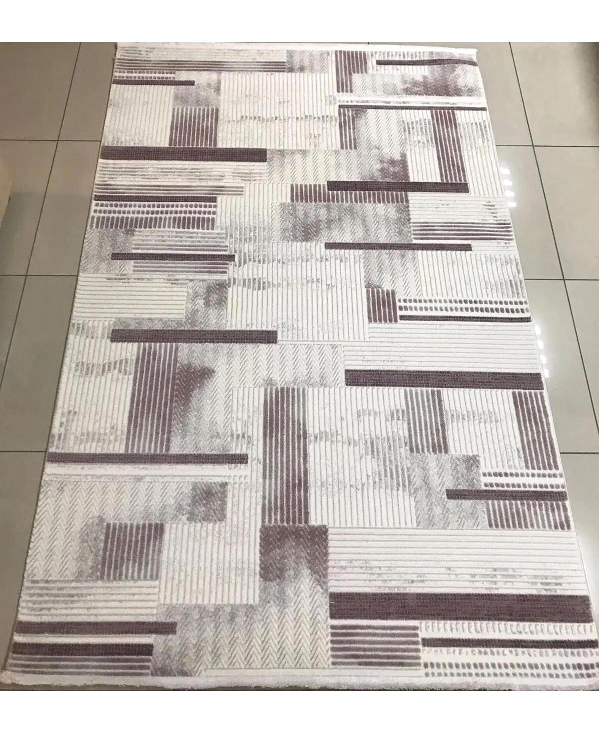 Merinos Diyez 39140 Krem 8.5 mm Akrilik Yıkanabilir İnce Kaymaz Dikdörtgen Makine Dokuma Salon Halısı 160x300 cm