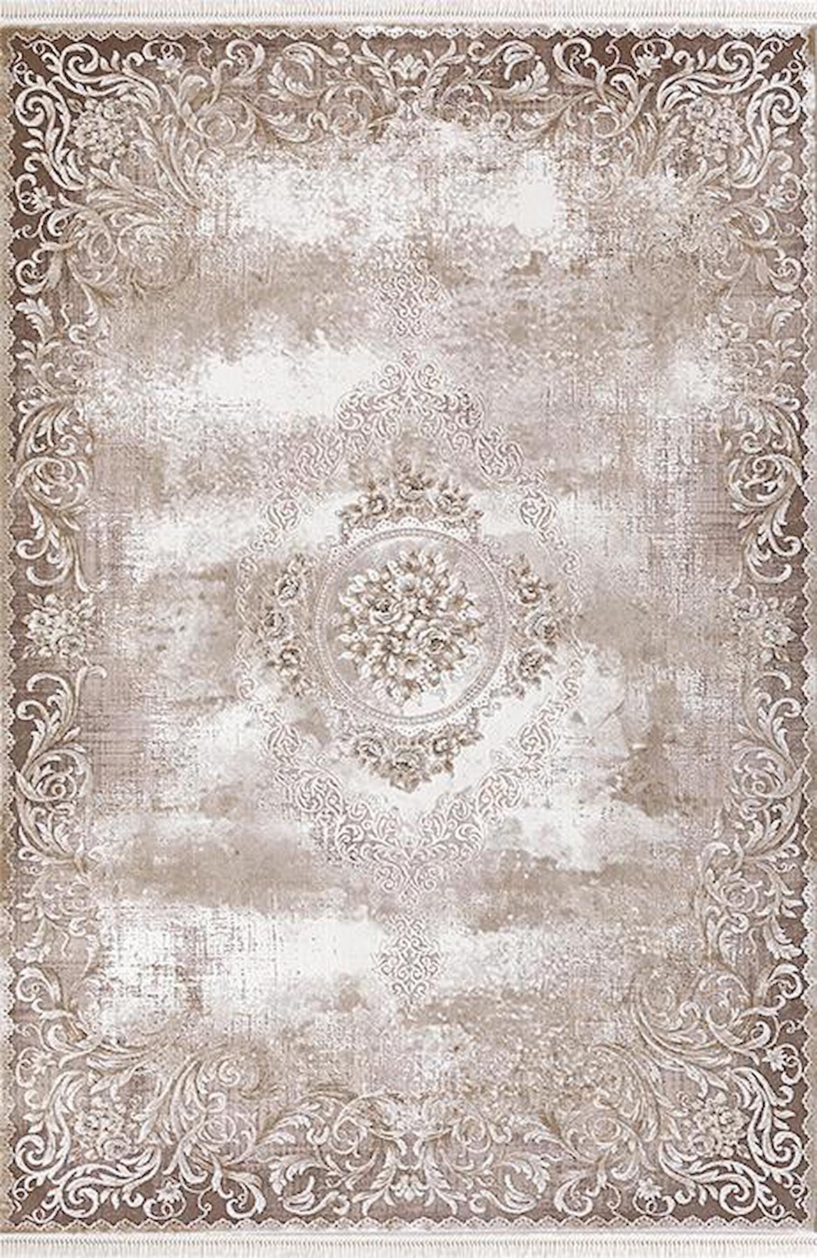Efsane Halı 31890 Gri 8 mm Akrilik Silinebilir Yıkanabilir Orta Kaymaz Dikdörtgen Makine Dokuma Salon Halısı 120x180 cm