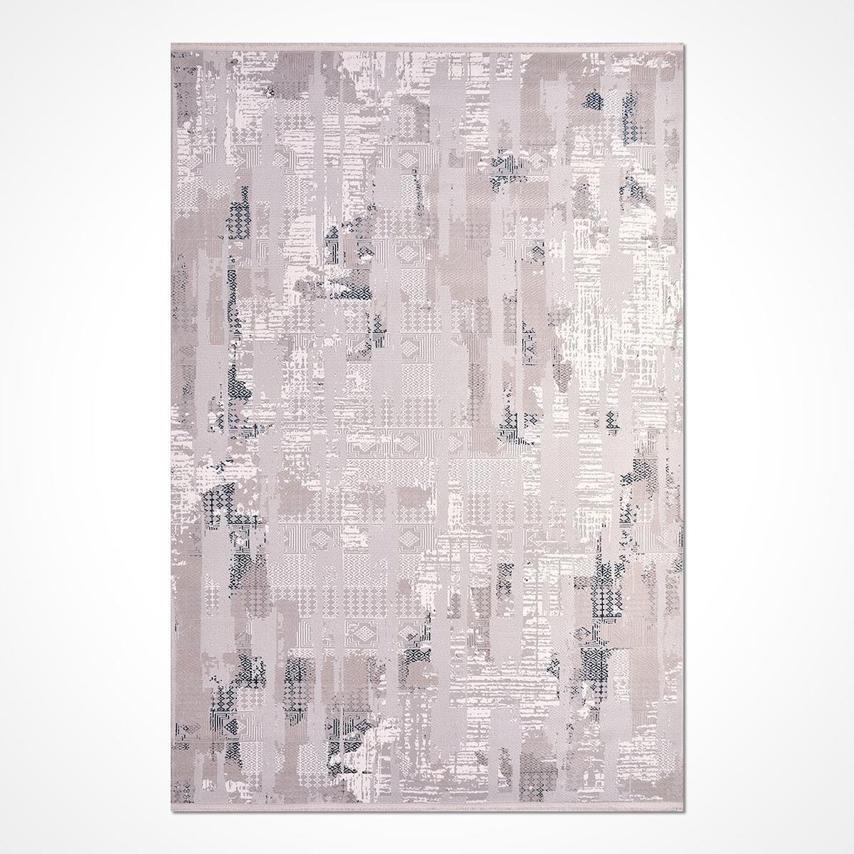 Crea Halı Galyon 16112 Krem 8 mm Akrilik Toz Tutmaz Yıkanabilir Orta Soyut Temalı Dikdörtgen Makine Dokuma Salon Halısı 120x180 cm