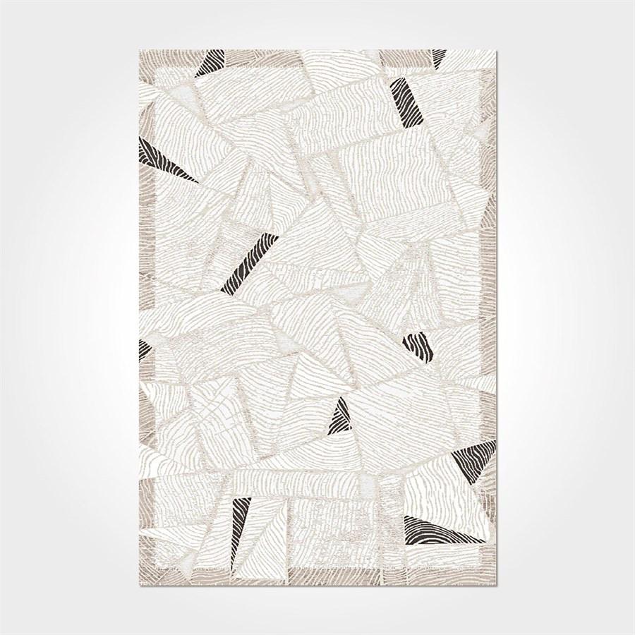 Crea Halı Argilla 15909K Vizon 10 mm Akrilik Antibakteriyel Yıkanabilir Orta Geometrik Dikdörtgen Makine Dokuma Salon Halısı 160x230 cm