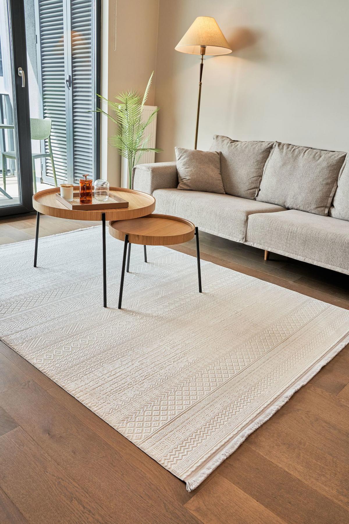 Apex Calista 1721 Çok Renkli Viskon Yıkanabilir İnce Kaymaz Jüt Taban Dikdörtgen Makine Dokuma Salon Halısı 80x120 cm