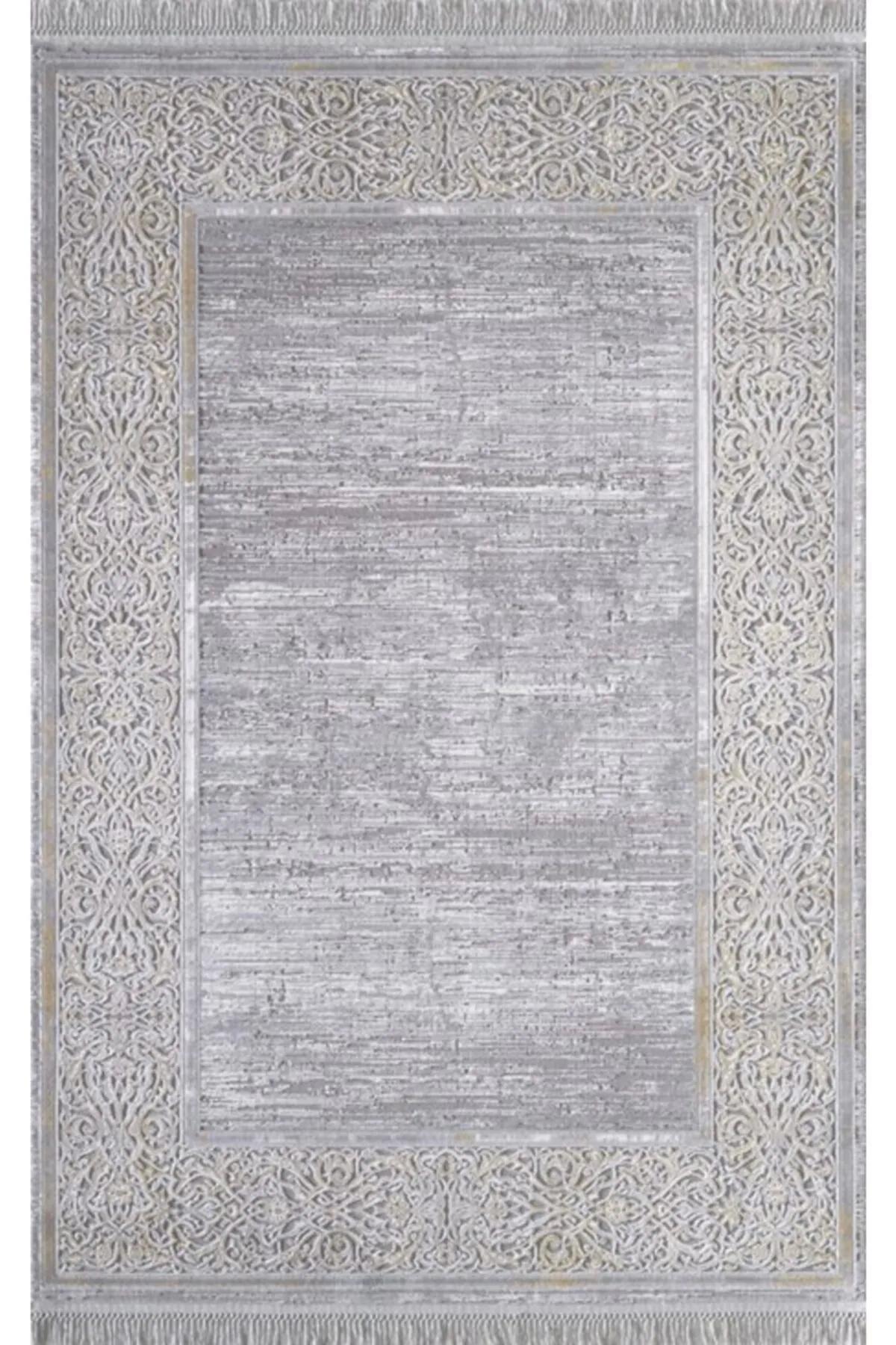 Artemis Halı 0706C Gri Akrilik Yıkanabilir İnce Kaymaz Jüt Taban Dikdörtgen Makine Dokuma Salon Halısı 160x230 cm