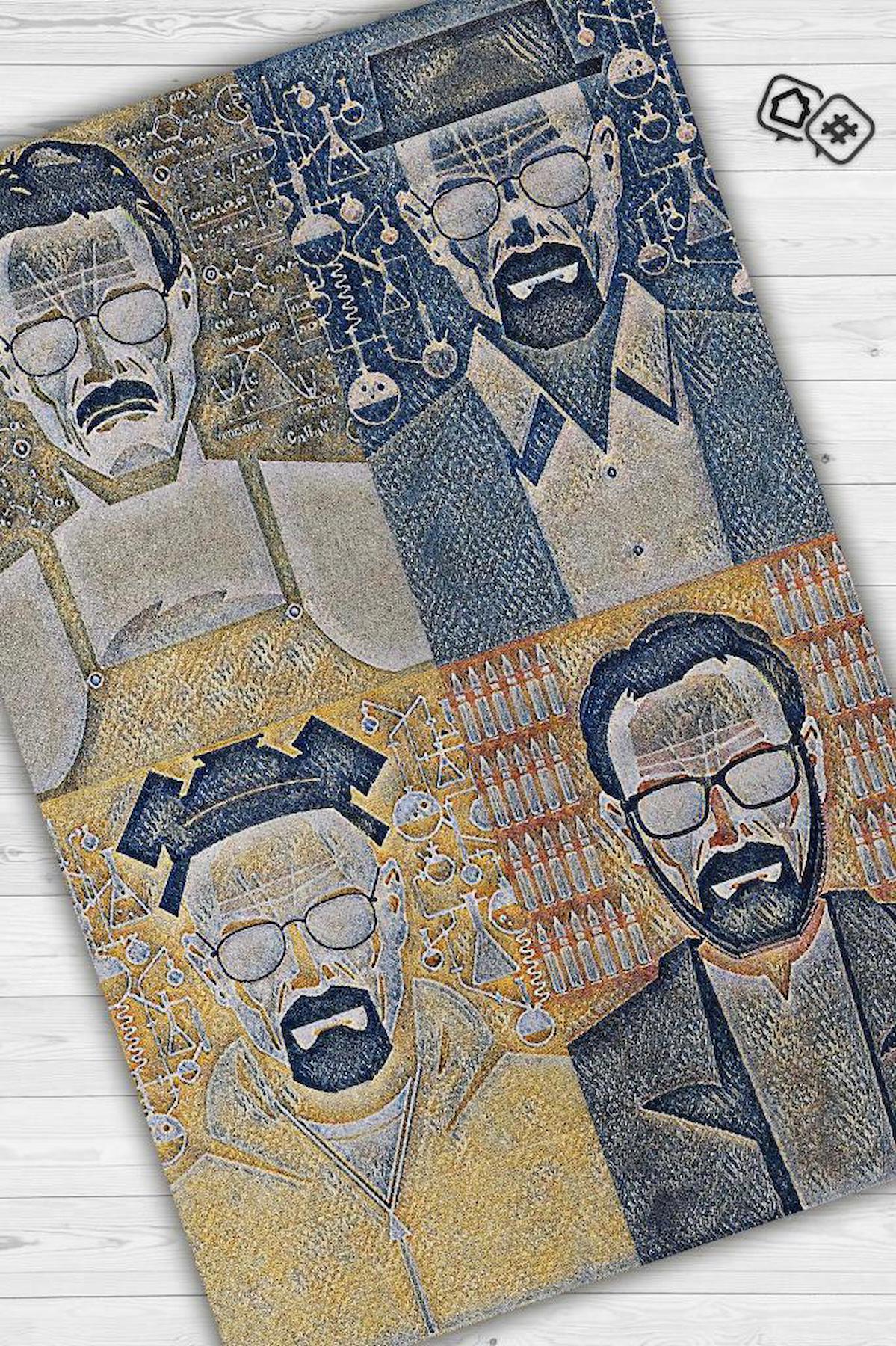 Homshtag Breaking Bad Çok Renkli 4 mm Pamuk Antistatik Yıkanabilir İnce Kaymaz Dikdörtgen Makine Dokuma Genç Odası Halısı 120x180 cm