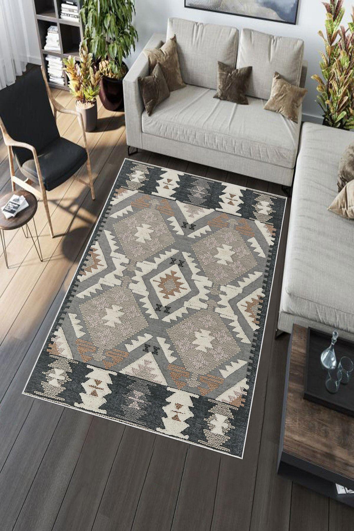 Aldora A272 Krem 9 mm Deri Yıkanabilir İnce Kaymaz Dikdörtgen Makine Dokuma Salon Halısı 80x300 cm