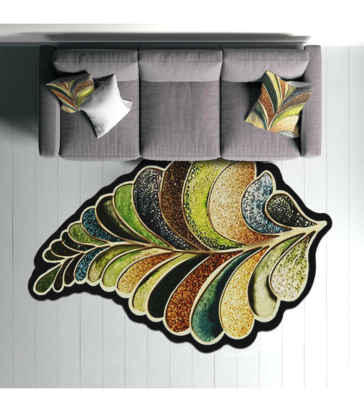 Homefesto Krem 5 mm Polyester Leke Tutmaz Yıkanabilir İnce Kaymaz Taban Çiçek Desenli Makine Dokuma Salon Halısı 80x150 cm