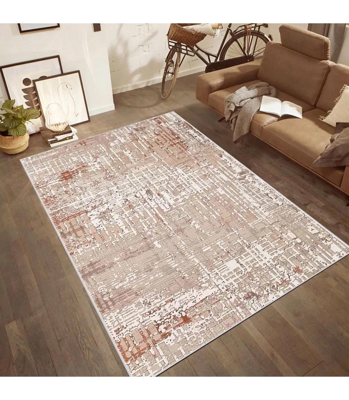 Rovigo Home RVG0465 Çok Renkli 8 mm Polyester Leke Tutmaz-Toz Tutmaz Yıkanabilir İnce Kaymaz Dot Taban Dikdörtgen Makine Dokuma Salon Halısı 160x230 cm