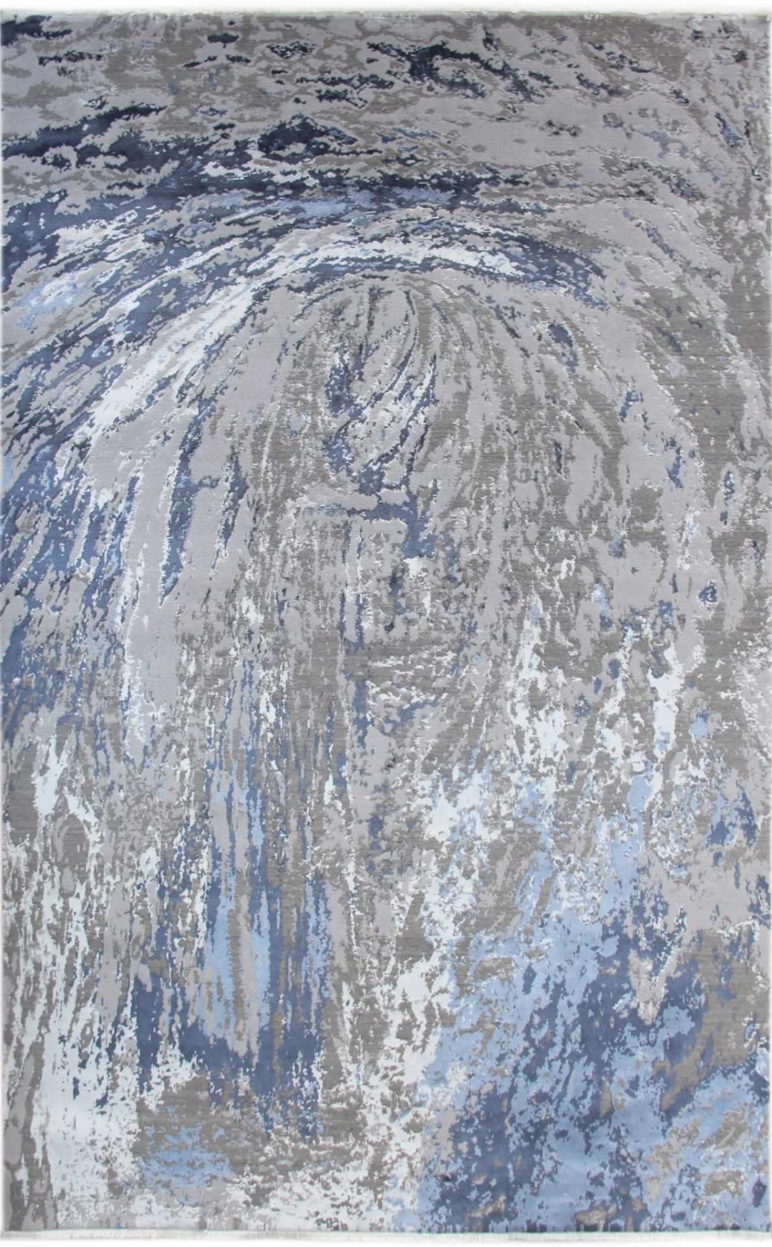 Eko Halı Heritage 626 Gri-Mavi Bambu Silinebilir Yıkanabilir Kaymaz Dikdörtgen Makine Dokuma Oturma Odası-Salon Halısı 200x300 cm