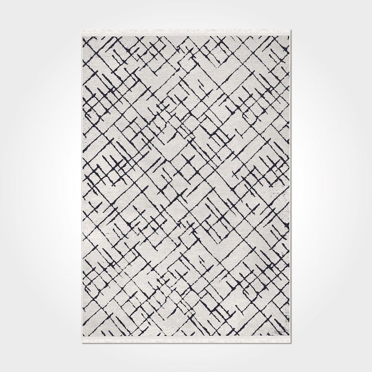Crea Halı Rain 7328S Krem 7 mm Pamuk-Polyester Toz Tutmaz Yıkanabilir İnce Dikdörtgen Makine Dokuma Salon Halısı 160x230 cm