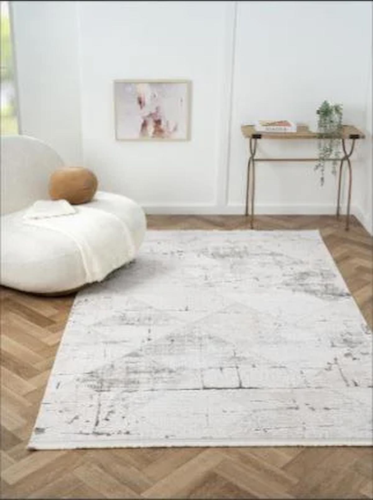 Çam Halı Otto OT007G Gri 8 mm Akrilik Silinebilir Yıkanabilir Orta Dikdörtgen Makine Dokuma Salon Halısı 80x120 cm