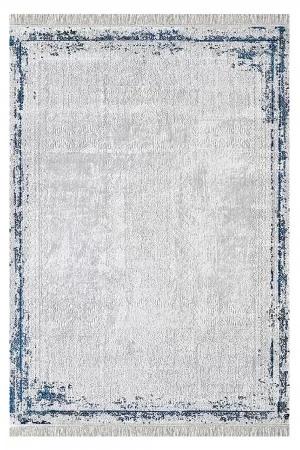 Royal Halı Voila ZQ02D Bej - Mavi 7 mm Pamuk Antibakteriyel Yıkanabilir Kalın Kaymaz Lateks Taban Dikdörtgen Makine Dokuma Salon Halısı 150x200 cm