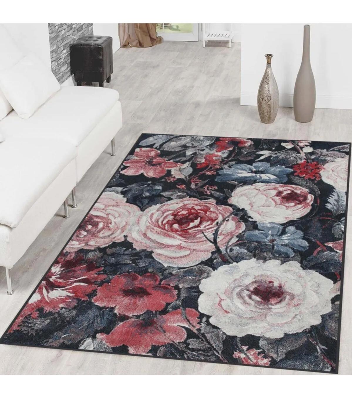 Rovigo Home RVG1411 Çok Renkli 8 mm Polyester Antibakteriyel-Leke Tutmaz-Toz Tutmaz Yıkanabilir İnce Kaymaz Dot Taban Dikdörtgen Makine Dokuma Salon Halısı 160x230 cm