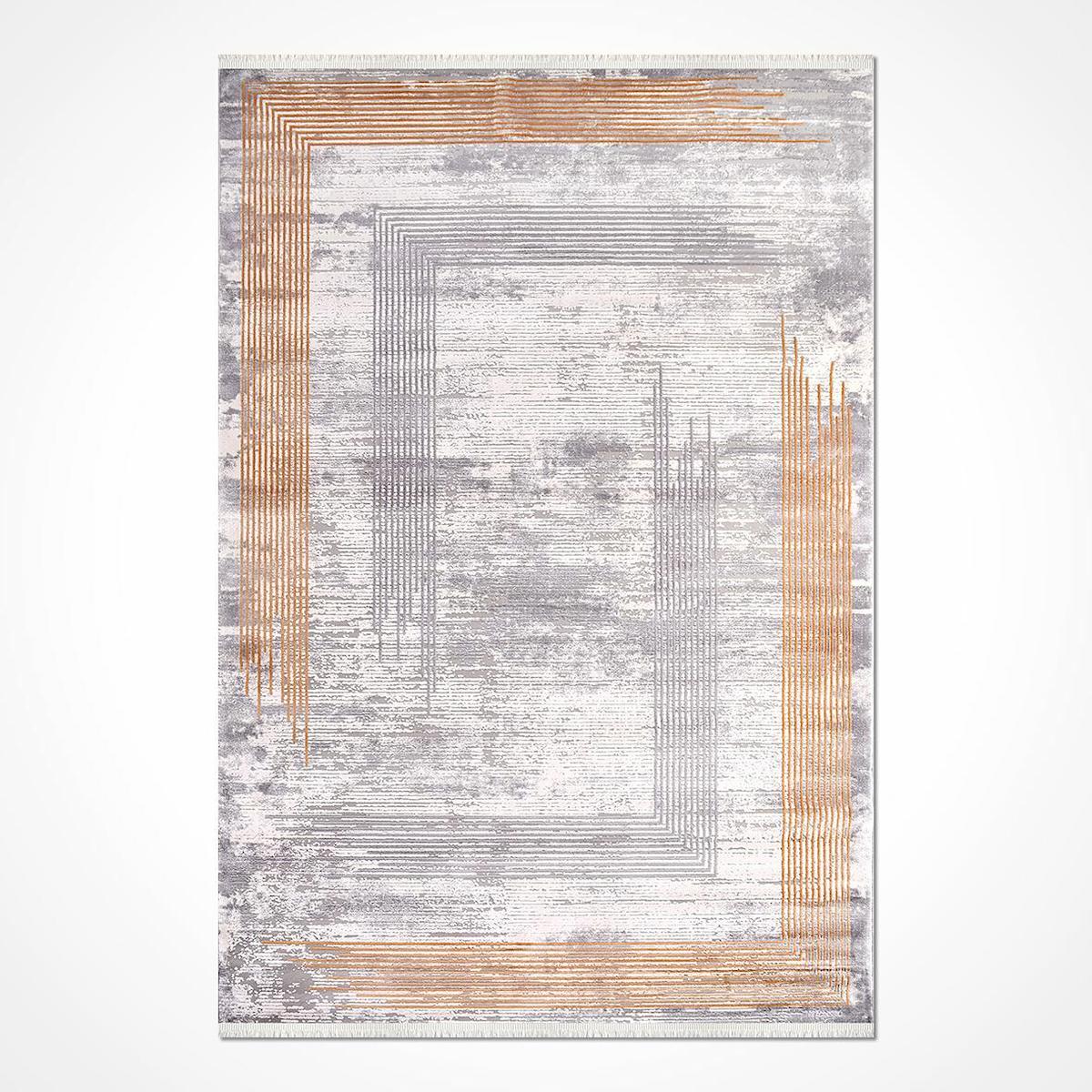 Crea Halı Kristal 18167 Krem 11 mm Akrilik Toz Tutmaz Yıkanabilir Orta Soyut Temalı Dikdörtgen Makine Dokuma Salon Halısı 160x400 cm
