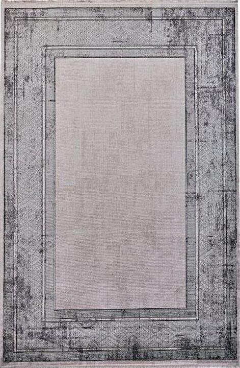 Gümüşsuyu 13917 Gri 6 mm Viskon Toz Tutmaz Yıkanabilir Orta Dikdörtgen Makine Dokuma Salon Halısı 100x150 cm