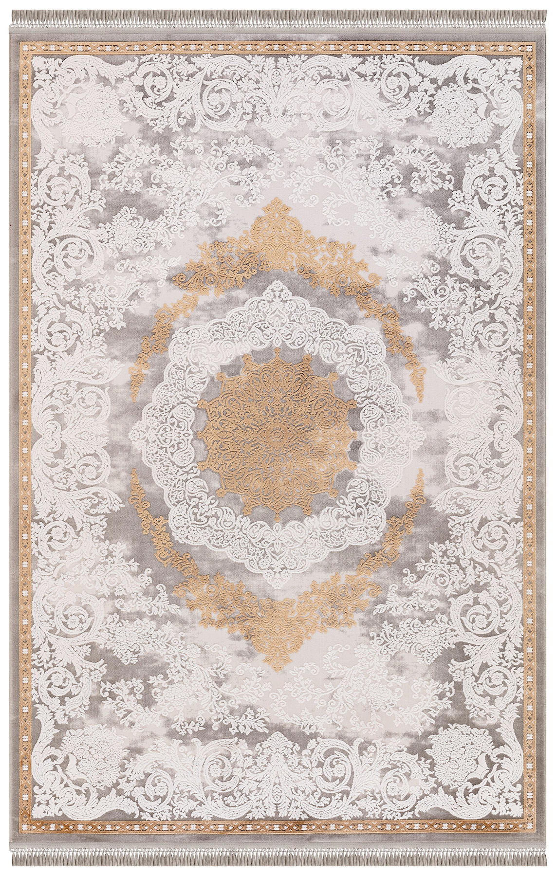 İpek Home Blossom 13421 Altın-Bej 10 mm Bambu Toz Tutmaz Yıkanabilir Orta Kaymaz Pamuk Taban Dikdörtgen Makine Dokuma Antre-Çocuk Odası-Salon-Yatak Odası Halısı 80x150 cm