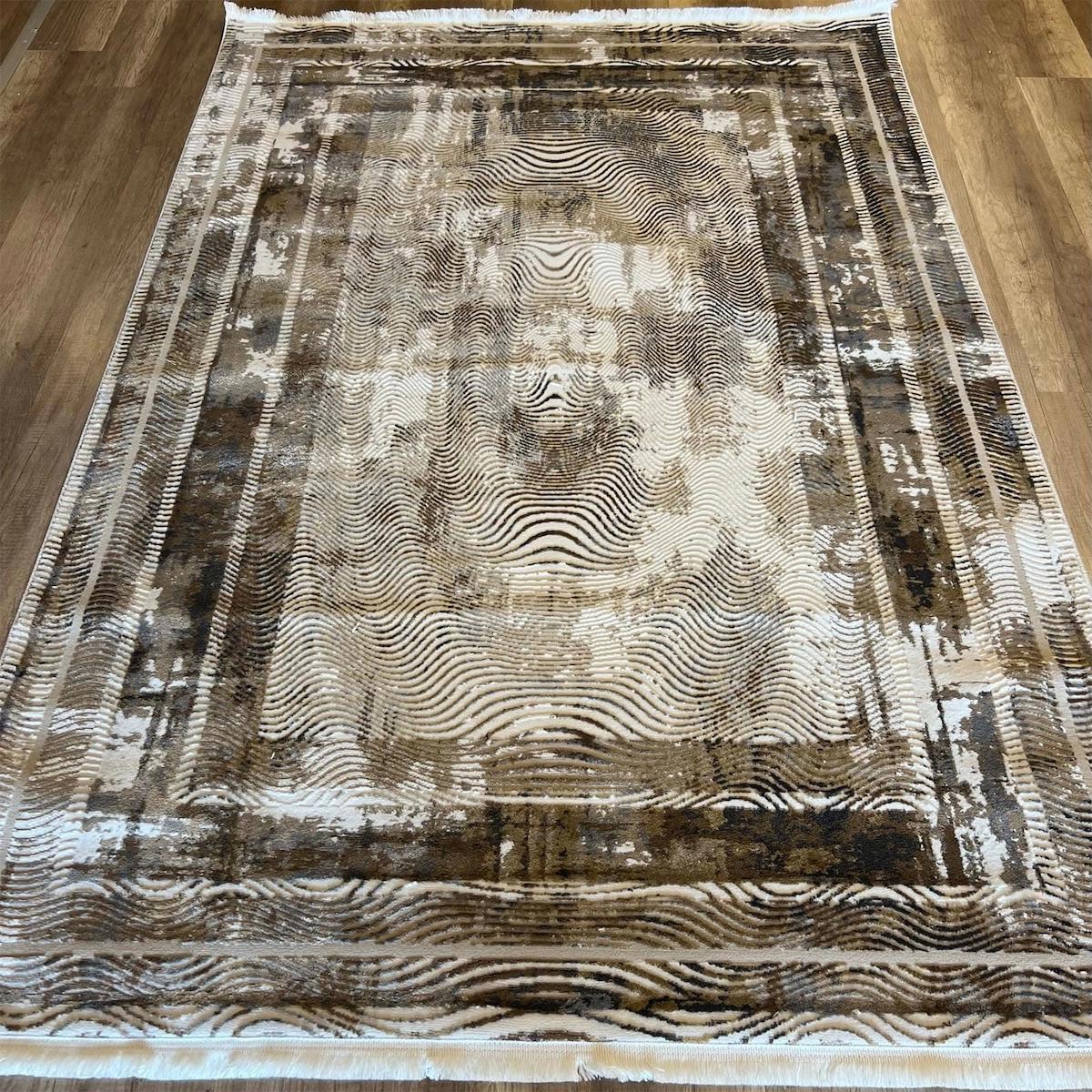 Halıcımdan Hera 3557 Çok Renkli Polyester Antibakteriyel Yıkanabilir Kalın Kaymaz Lateks Taban Dikdörtgen Makine Dokuma Salon Halısı 120x170 cm