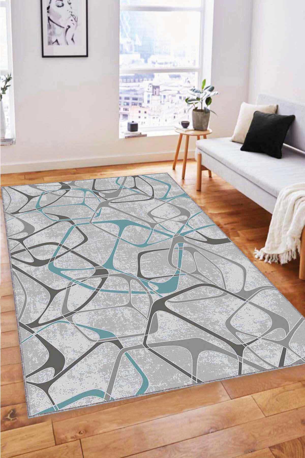 Viva Home LK005 Çok Renkli 7 mm Mikropolyester Koku Yapmaz-Leke Tutmaz-Toz Tutmaz Yıkanabilir İnce Kaymaz Dot Taban Dikdörtgen Makine Dokuma Antre-Oturma Odası-Salon-Yatak Odası Halısı 120x200 cm