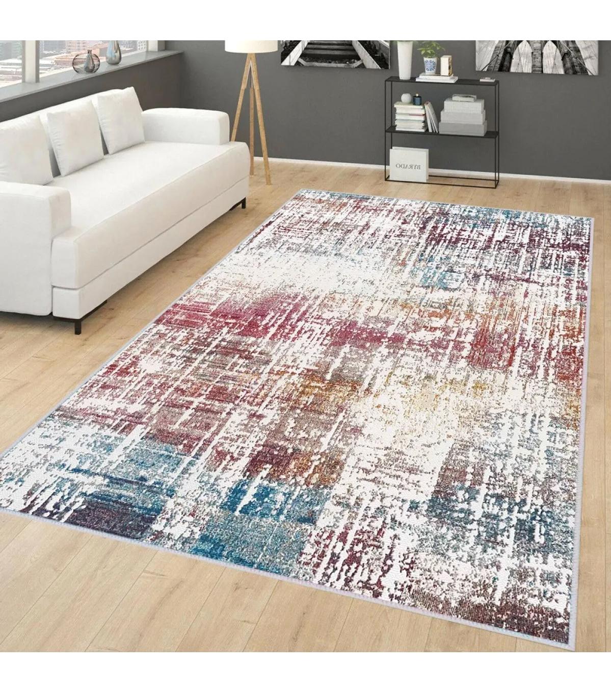 Rovigo Home RVG0271 Çok Renkli 8 mm Polyester Leke Tutmaz-Toz Tutmaz Yıkanabilir İnce Kaymaz Dot Taban Dikdörtgen Makine Dokuma Salon Halısı 200x290 cm