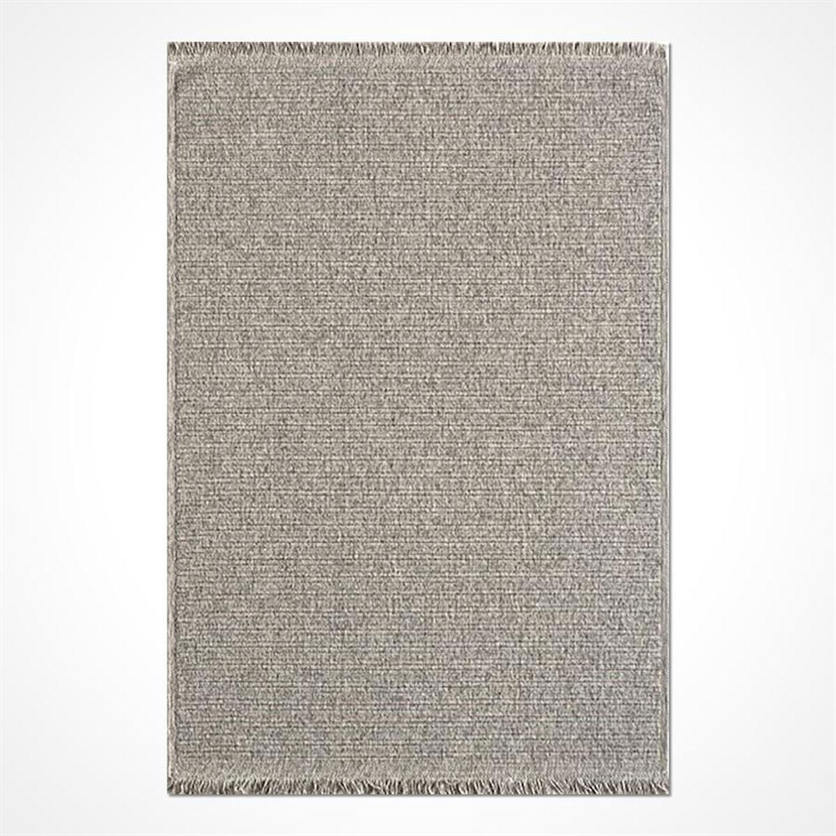 Kreasyon Halı Bravvo BR006 Gri 4 mm Polipropilen Yıkanabilir İnce Kaymaz Pamuk Taban Dikdörtgen Makine Dokuma Salon Halısı 100x150 cm