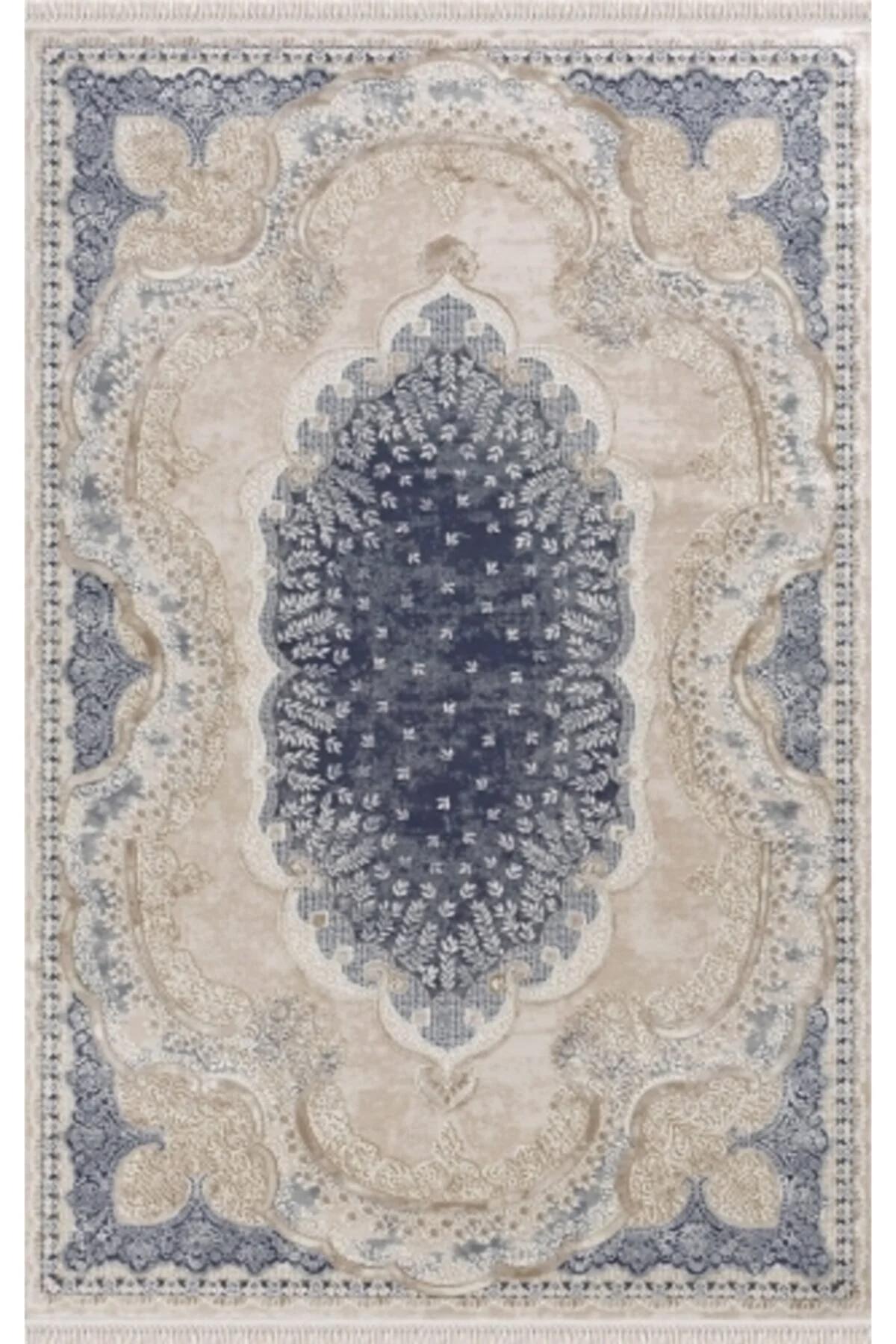 Merinos Rodin 19777 Çok Renkli 12 mm Akrilik Yıkanabilir Kalın Kaymaz Dikdörtgen Makine Dokuma Salon Halısı 120x180 cm