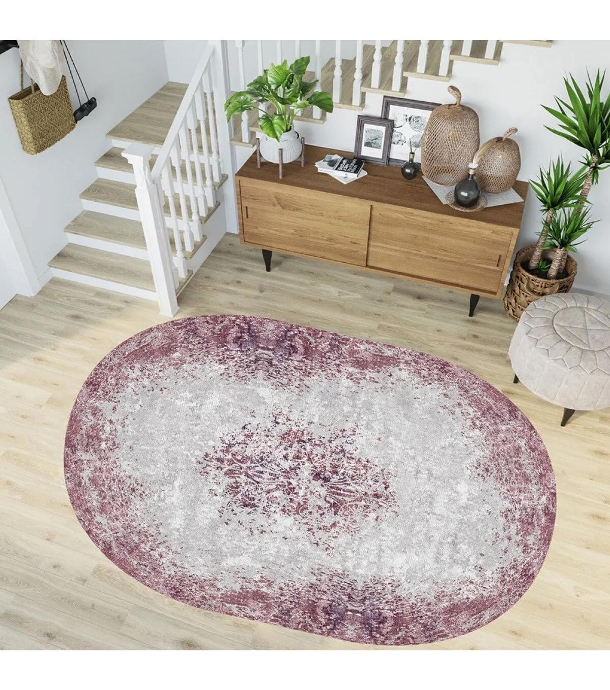 Rovigo Home RVG7213-HT199 Çok Renkli 8 mm Polyester Yıkanabilir Orta Kaymaz Dot Taban Dikdörtgen Makine Dokuma Salon Halısı 160x230 cm