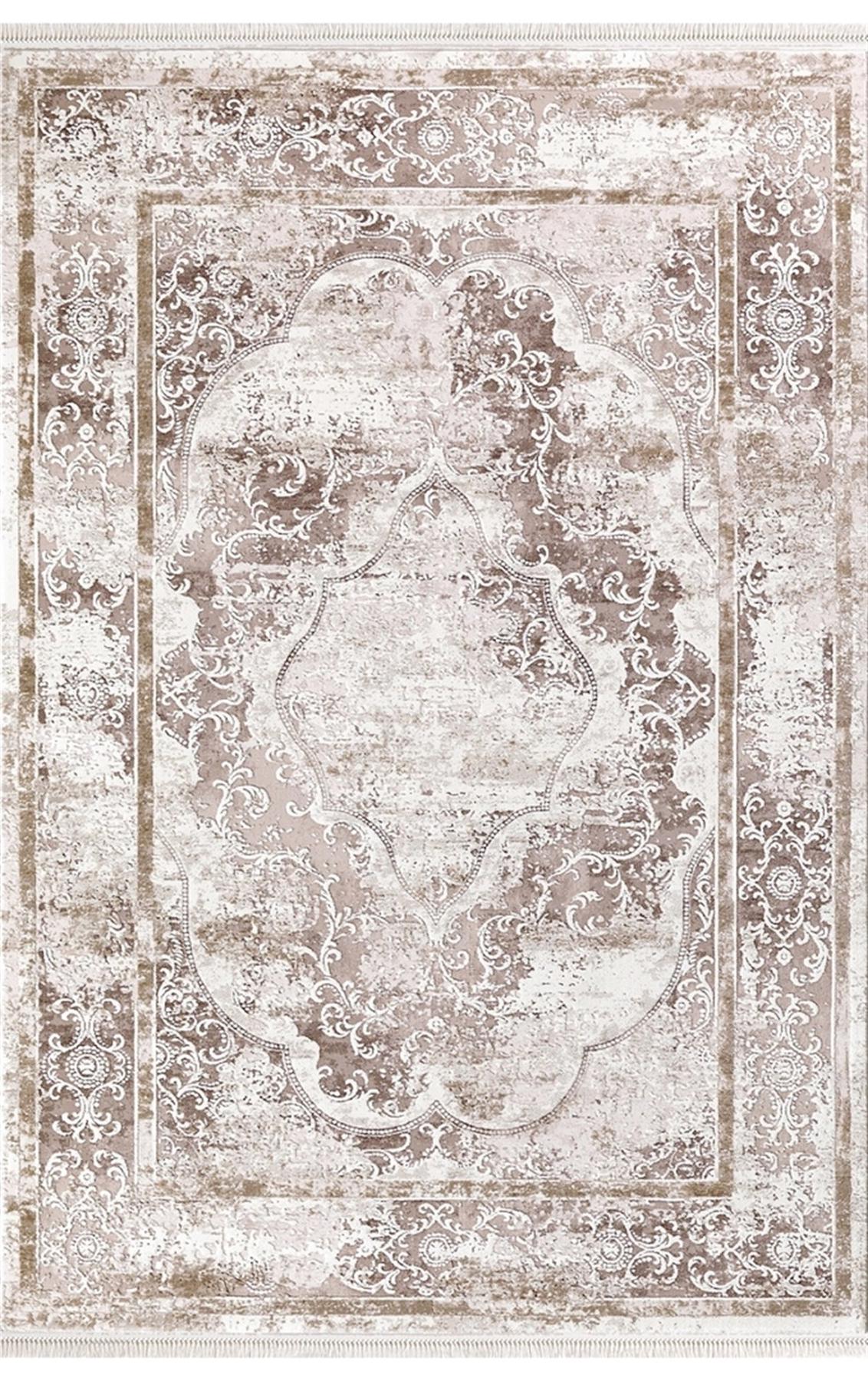 Dinarsu Arora 31889 Kahverengi 11 mm Akrilik Silinebilir Yıkanabilir Orta Kaymaz Dikdörtgen Makine Dokuma Salon Halısı 160x230 cm