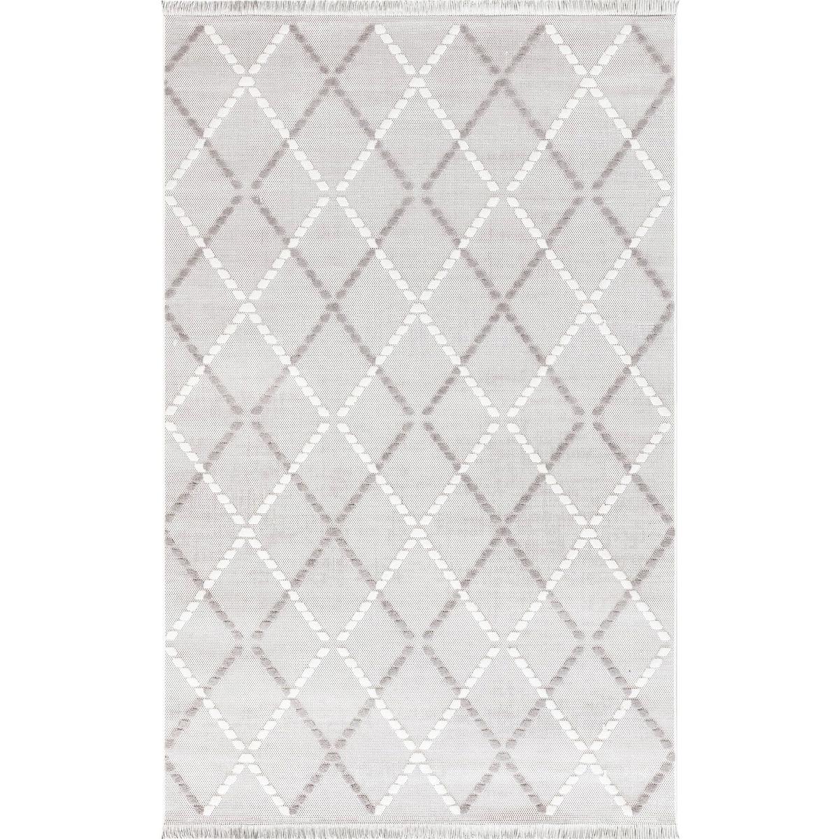İpek Mekik Halı Duru Risby 1851 Krem 10 mm Polyester Yıkanabilir Orta Kaymaz Geometrik Dikdörtgen Makine Dokuma Antre-Çocuk Odası-Salon-Yatak Odası Halısı 80x150 cm