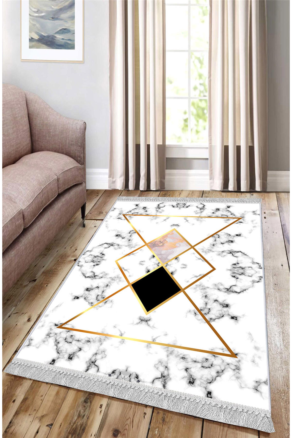 Artizon ART040 Beyaz 0.8 mm Polyester Toz Tutmaz Yıkanabilir İnce Kaymaz Dot Taban Dikdörtgen Makine Dokuma Salon Halısı 80x200 cm