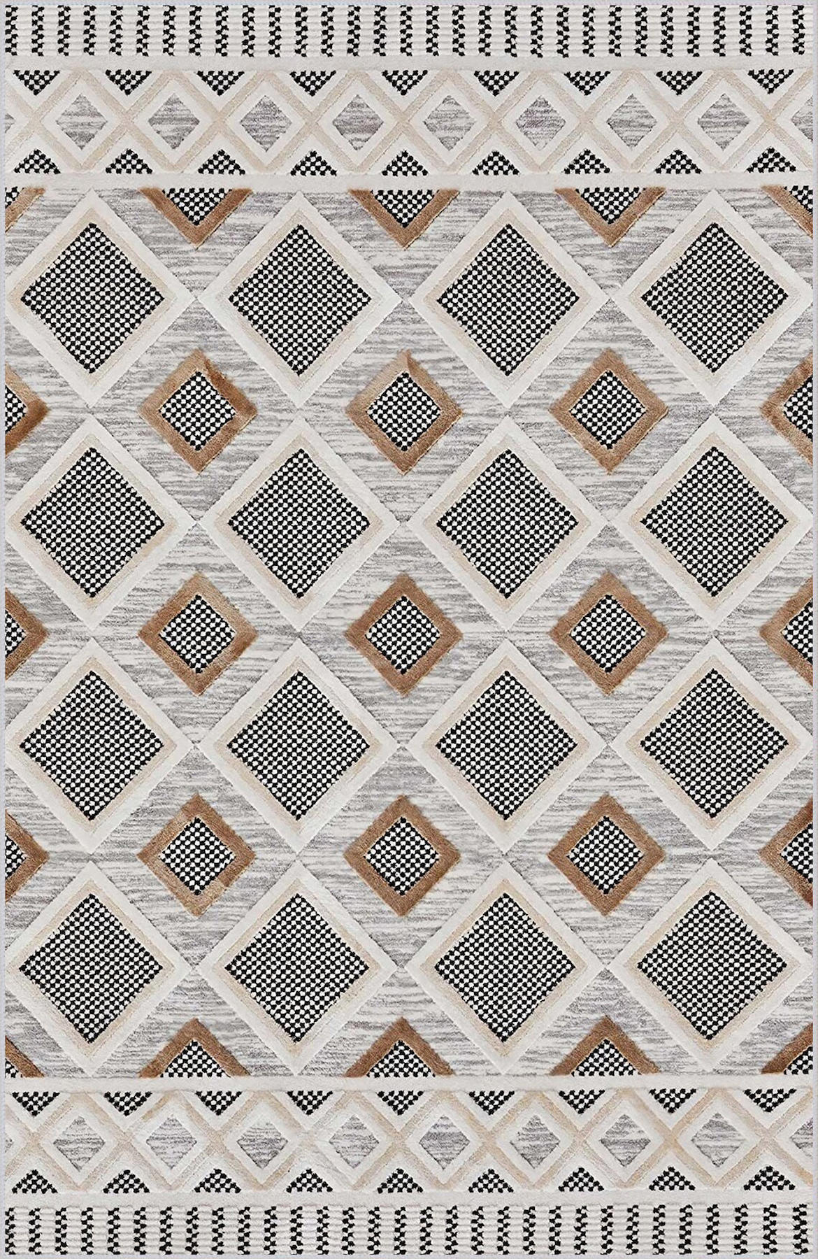 Rovigo Home RVG0480 Gri 8 mm Polyester Antibakteriyel-Leke Tutmaz-Toz Tutmaz Yıkanabilir İnce Kaymaz Dot Taban Dikdörtgen Makine Dokuma Salon Halısı 50x80 cm