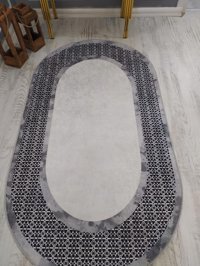 Doruklar Home Collection Gri-Siyah 0.8 mm Mikropolyester Leke Tutmaz Yıkanabilir Orta Kaymaz Suni Deri Taban Dikdörtgen Makine Dokuma Salon Halısı 80x400 cm
